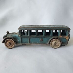 Antique 1920s Ac Williams Cast Iron Toy Bus Blue Fageol Safety Coach 4.5" VF OG‎